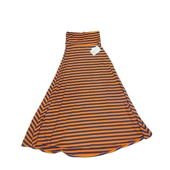 NWT LulaRoe Blue Orange Striped Maxi Skirt XS - Picture 1 of 8